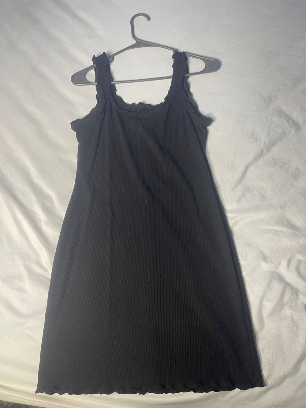 No Boundaries Black Ribbed Button-Front Tank with Ruffle Straps - Picture 3 of 3